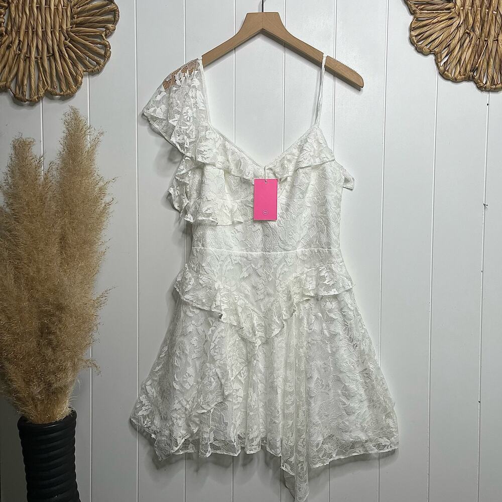 Amanda Uprichard dress mini floral lace ruffled cocktail party - Picture 5 of 10
